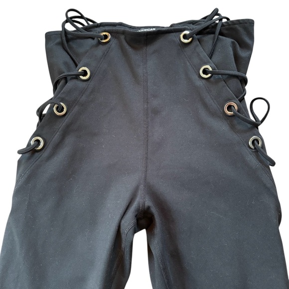 Good American High Rise Lace Up Black Leggings Size 3 10 Stretch Fitted - Picture 3 of 9